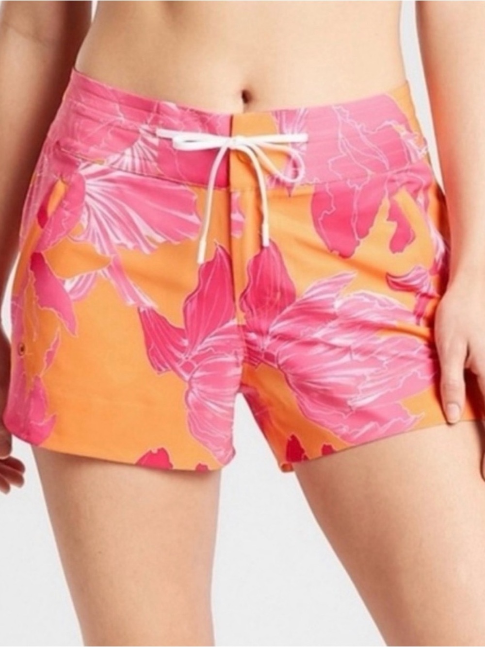 Athleta Pink & Orange Floral Swim Shorts